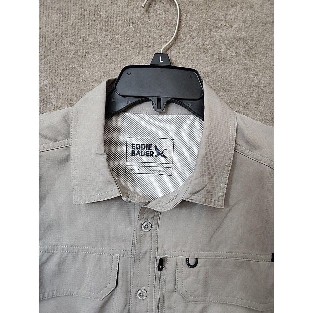 Eddie Bauer Tech Shirt Men S Gray Woven Vented Fishing Outdoor Lightweight NEW - Picture 3 of 9